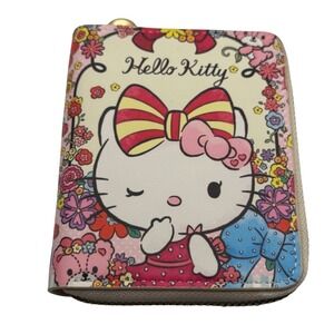 Hello Kitty Zipper Wallet‎ Small Cute Floral Cartoon Pink Card Holder